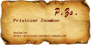 Priviczer Zsombor névjegykártya